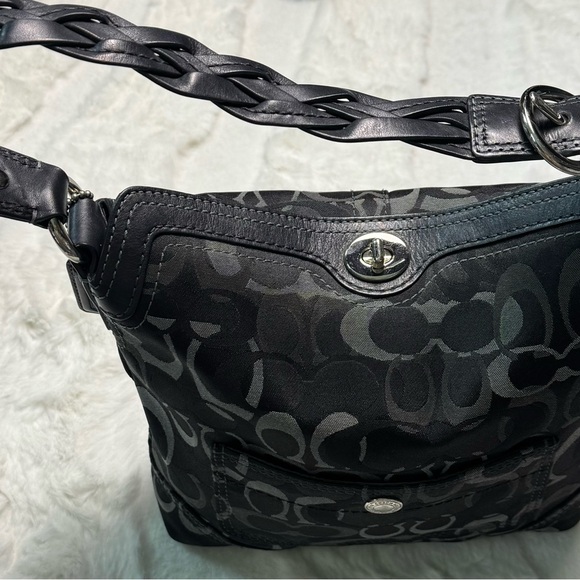 Coach Handbags - Coach Black Shoulder Bag with Signature Monogram